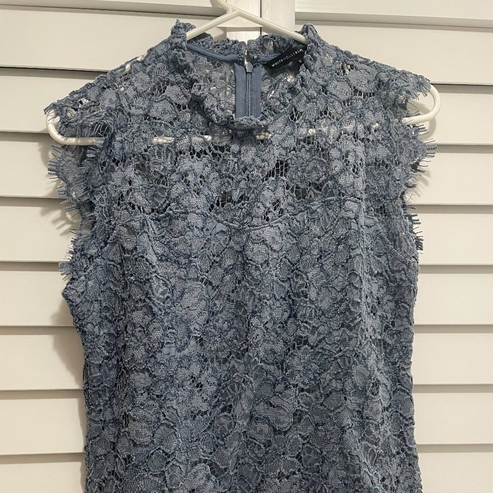 Denim Blue Sleeveless Lace Top Size Small